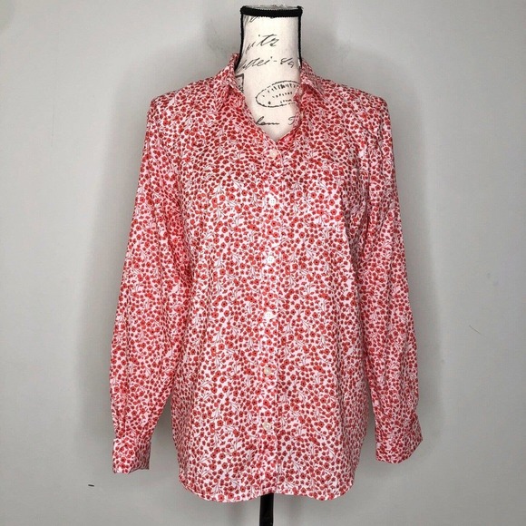 J. by J.Crew Ditsy Floral Cotton Button Front Long Sleeve Classic Top Medium - Picture 4 of 14